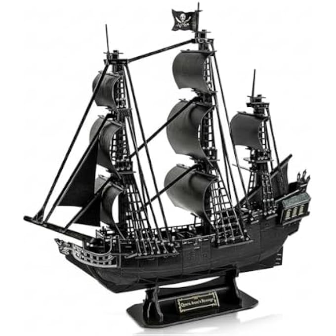 3D PIRATE SHIP PUZZLE FOR ADULTS - QUEEN ANNE'S REVENGE MODEL KIT, UPGRADED DESIGN FOR FAMILY FUN & DESK DECOR, FOR MEN & WOMEN - Image 1